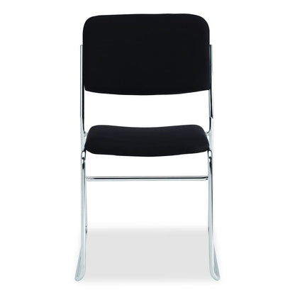 8600 Series Fabric Padded Signature Stack Chair, Supports Up to 500 lb, 19" Seat Ht, Black Seat/Back, Chrome Base, 2/Pack
