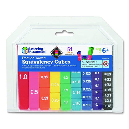 Fraction Tower Equivalency Cubes, Nine Sizes, Grades 1 to 4, 51 Pieces