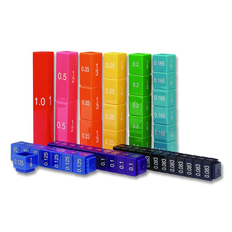 Fraction Tower Equivalency Cubes, Nine Sizes, Grades 1 to 4, 51 Pieces