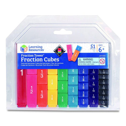 Fraction Tower Fraction Cubes, Grades 1 to 4, 51 Pieces