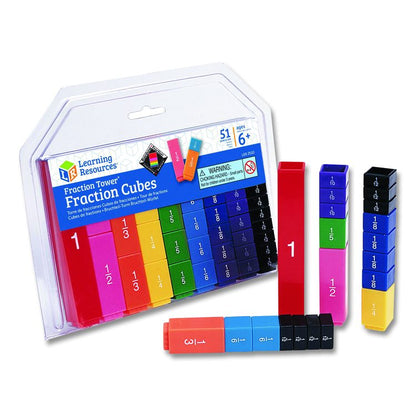 Fraction Tower Fraction Cubes, Grades 1 to 4, 51 Pieces