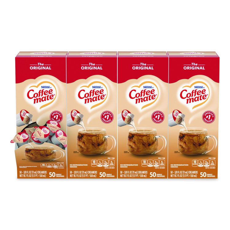 Liquid Coffee Creamer, Original, 0.38 oz Mini Cups, 50/Box, 4 Boxes/Carton