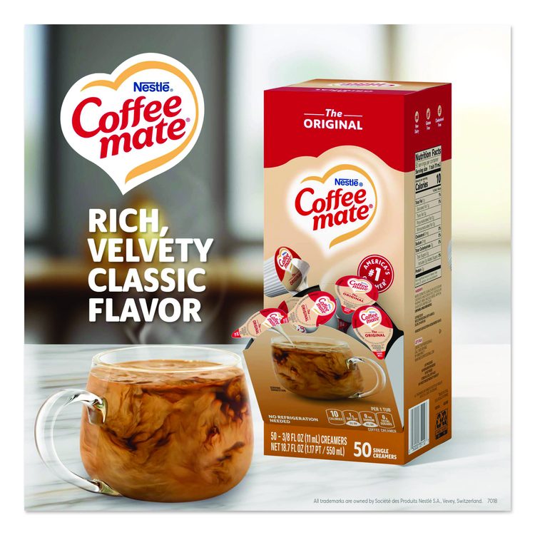 Liquid Coffee Creamer, Original, 0.38 oz Mini Cups, 50/Box, 4 Boxes/Carton