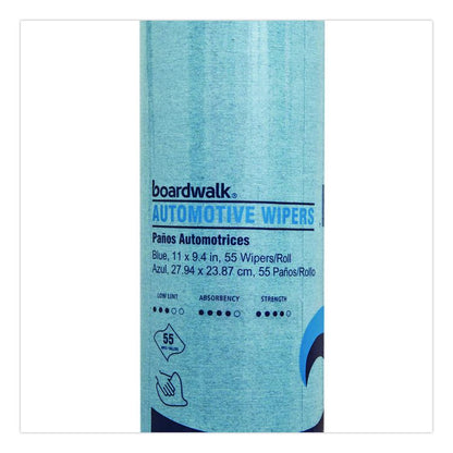 Automotive Shop Towel Rolls, 9.4 x 11, Blue, 55/Roll, 30 Rolls/Carton