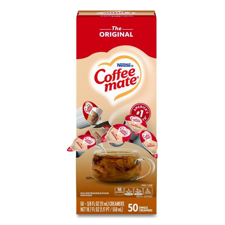 Liquid Coffee Creamer, Original, 0.38 oz Mini Cups, 50/Box