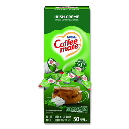 Liquid Coffee Creamer, Irish Cream, 0.38 oz Mini Cups, 50/Box