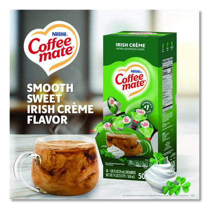 Liquid Coffee Creamer, Irish Cream, 0.38 oz Mini Cups, 50/Box, 4 Boxes/Carton
