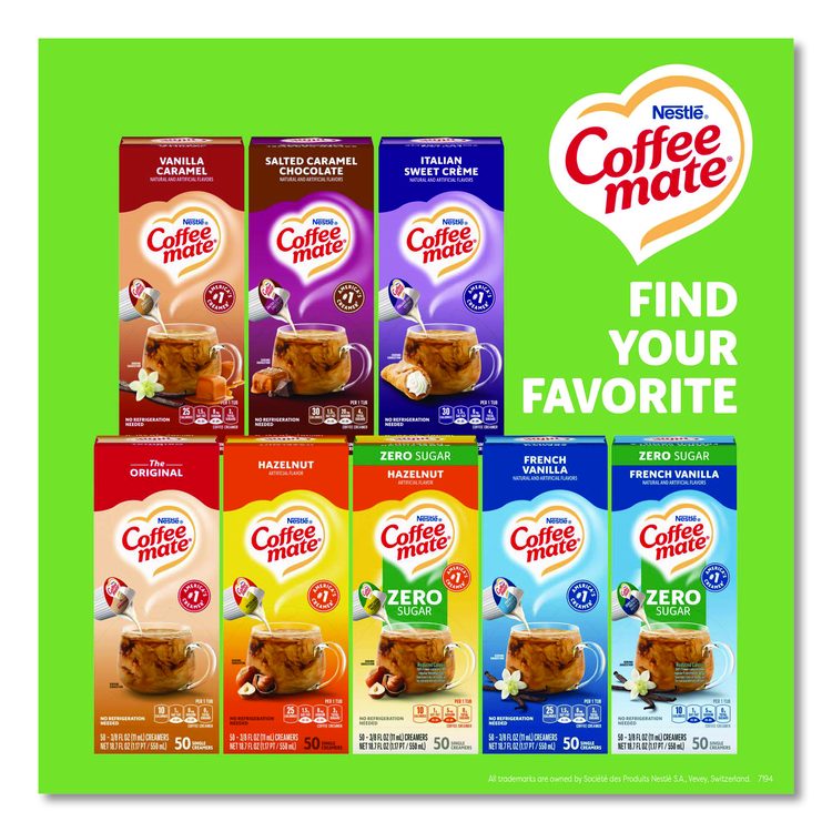 Liquid Coffee Creamer, Irish Cream, 0.38 oz Mini Cups, 50/Box, 4 Boxes/Carton