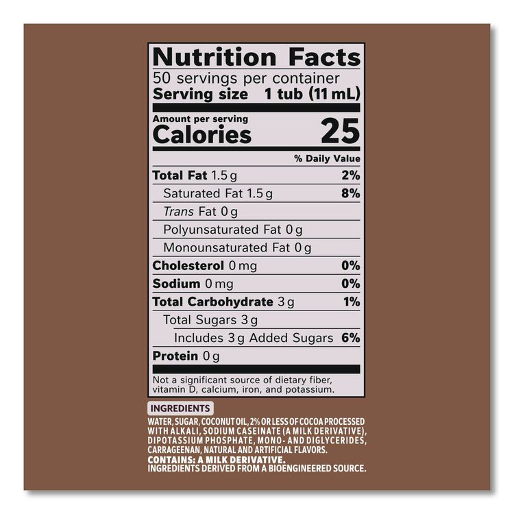 Liquid Coffee Creamer, Cafe Mocha, 0.38 oz Mini Cups, 50/Box, 4 Boxes/Carton