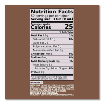 Liquid Coffee Creamer, Cafe Mocha, 0.38 oz Mini Cups, 50/Box, 4 Boxes/Carton