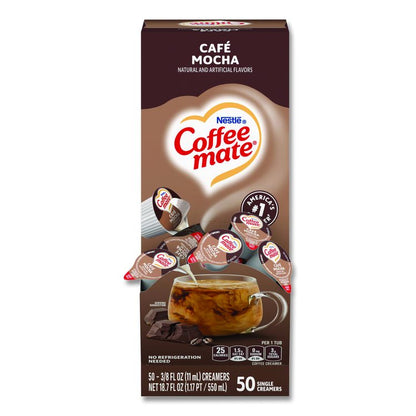 Liquid Coffee Creamer, Cafe Mocha, 0.38 oz Mini Cups, 50/Box