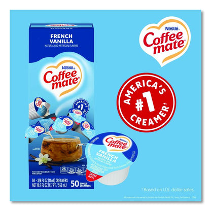 Liquid Coffee Creamer, French Vanilla, 0.38 oz Mini Cups, 50/Box, 4 Boxes/Carton