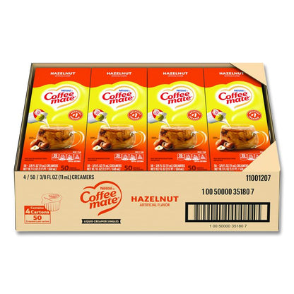 Liquid Coffee Creamer, Hazelnut, 0.38 oz Mini Cups, 50/Box, 4 Boxes/Carton