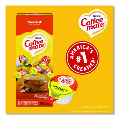 Liquid Coffee Creamer, Hazelnut, 0.38 oz Mini Cups, 50/Box