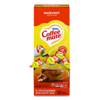 Liquid Coffee Creamer, Hazelnut, 0.38 oz Mini Cups, 50/Box
