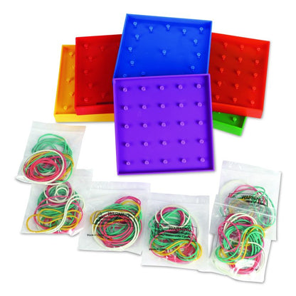 Double-Sided Assorted Geoboards, Grades K to 3, 5" x 5", Assorted Colors, 6 Pieces