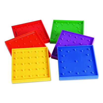 Double-Sided Assorted Geoboards, Grades K to 3, 5" x 5", Assorted Colors, 6 Pieces