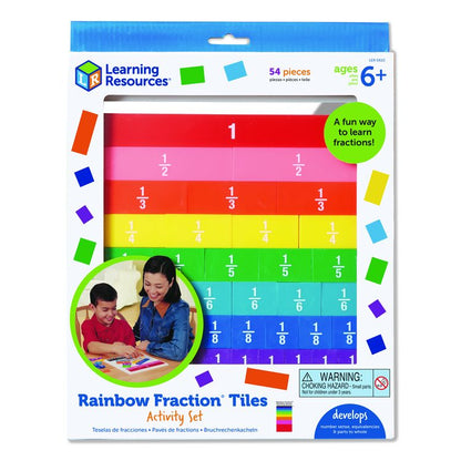 Rainbow Fraction Tiles with Tray, Grades 1 to 3, 54 Pieces