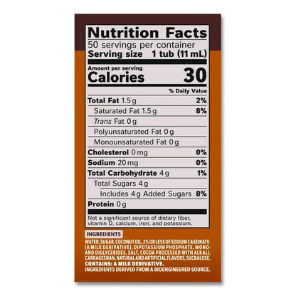 Liquid Coffee Creamer, Snickers, 0.38 oz Mini Cups, 200/Carton