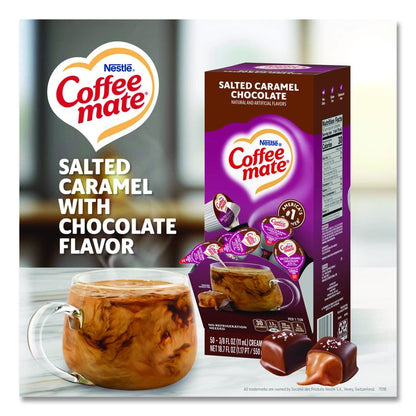 Liquid Coffee Creamer, Salted Caramel Chocolate, 0.38 oz Mini Cups, 50/Box
