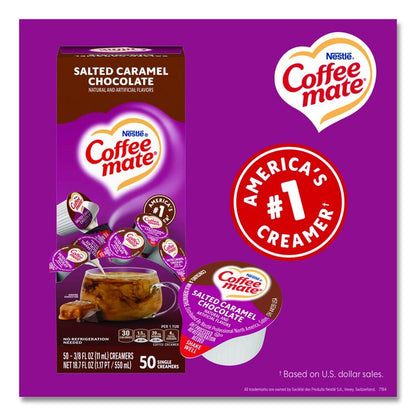 Liquid Coffee Creamer, Salted Caramel Chocolate, 0.38 oz Mini Cups, 50/Box