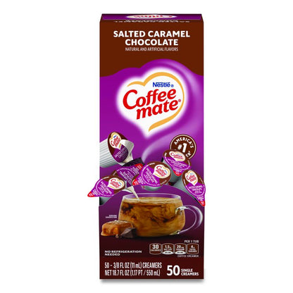 Liquid Coffee Creamer, Salted Caramel Chocolate, 0.38 oz Mini Cups, 50/Box