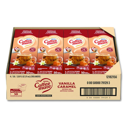 Liquid Coffee Creamer, Vanilla Caramel, 0.38 oz Mini Cups, 50/Box, 4 Boxes/Carton