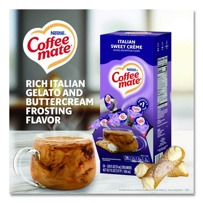 Liquid Coffee Creamer, Italian Sweet Cream, 0.38 oz Mini Cups, 50/Box, 4 Boxes/Carton
