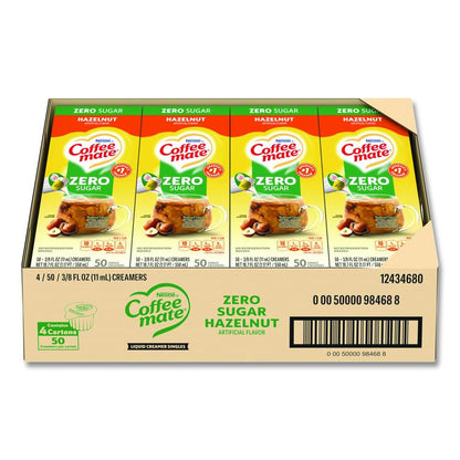 Liquid Coffee Creamer, Zero Sugar Hazelnut, 0.38 oz Mini Cups, 50/Box, 4 Boxes/Carton