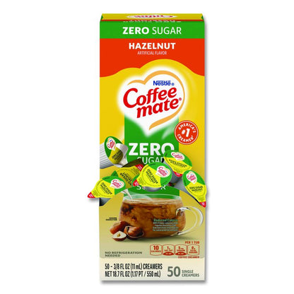 Liquid Coffee Creamer, Zero Sugar Hazelnut, 0.38 oz Mini Cups, 50/Box