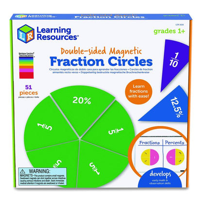 Double-Sided Magnetic Rainbow Fraction and Percentage Circles, Grades 1 to 6, English, Randomly Assorted Colors, 9 Pieces