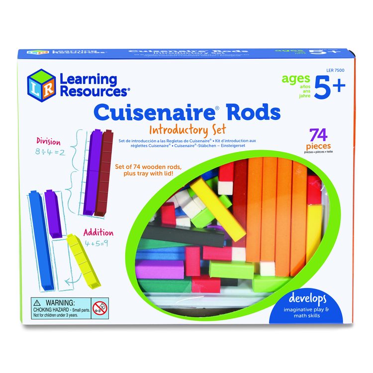 Cuisenaire Rods Introductory Set, Grades Pre-K to 3, 74 Pieces