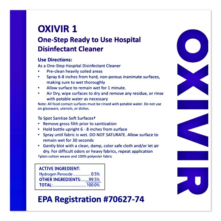 Oxivir TB One-Step Disinfectant Cleaner, Unscented, 32 oz Bottle, 12/Carton