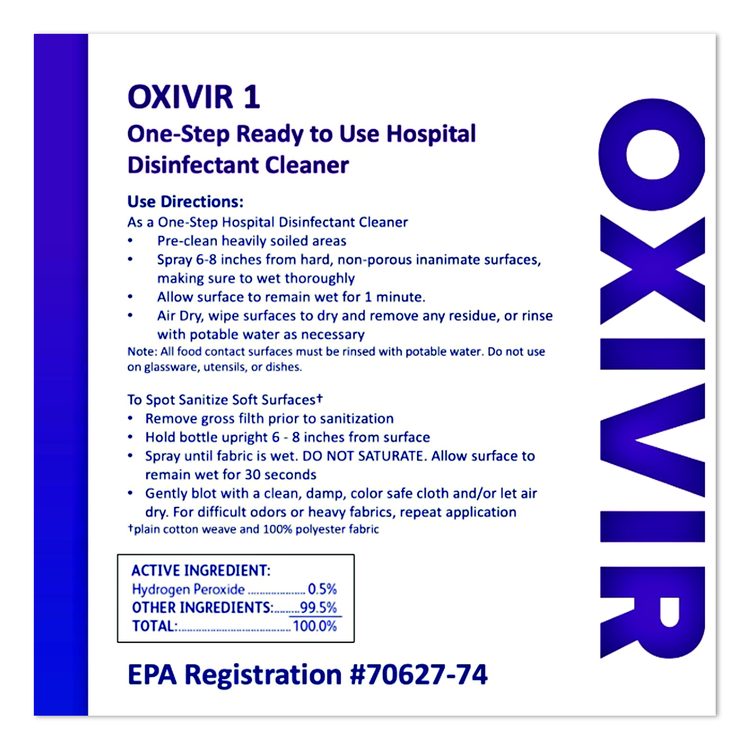 Oxivir TB Disinfectant Wipes, 7 x 6, White, 160/Canister, 12 Canisters/Carton