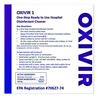 Oxivir TB Disinfectant Wipes, 7 x 6, White, 160/Canister, 12 Canisters/Carton
