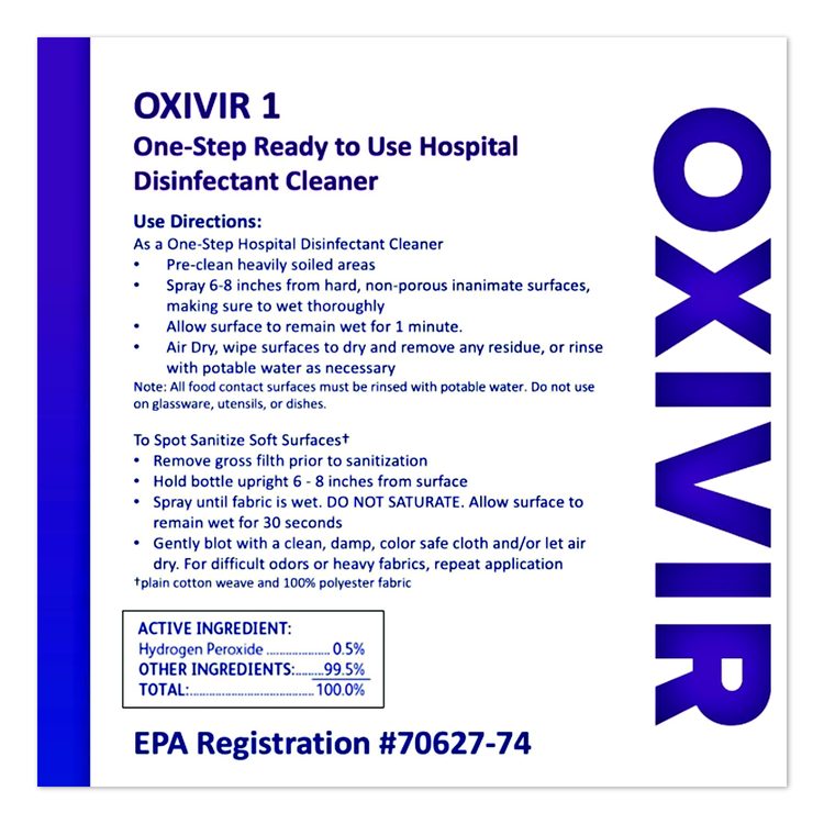 Oxivir 1 Wipes, 1-Ply, 6 x 7, 160/Canister, 12 Canisters/Carton