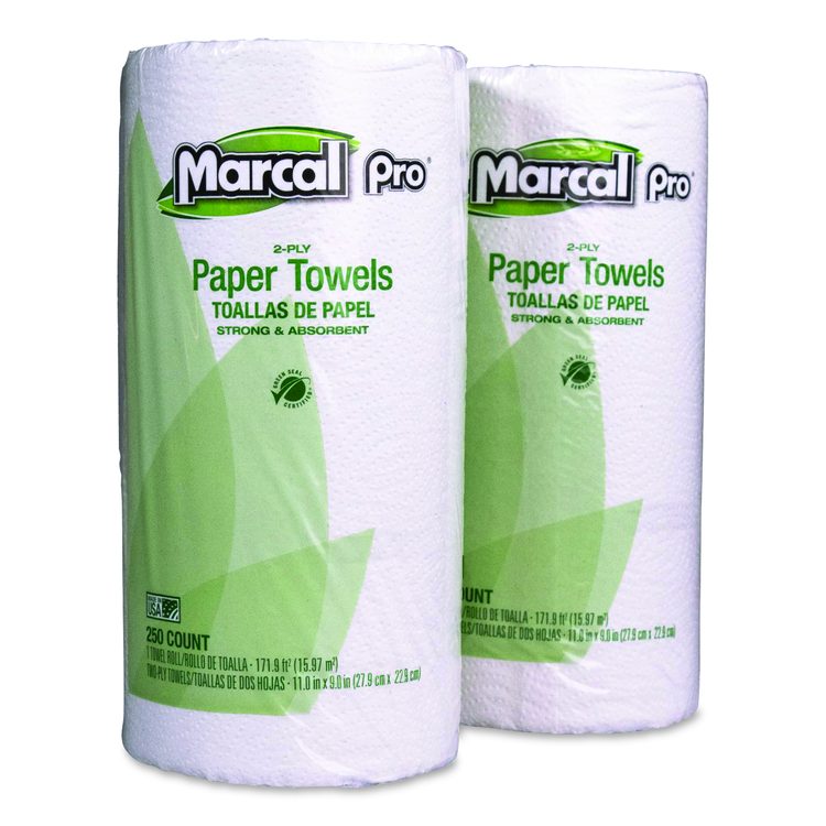 100% Premium Recycled Kitchen Roll Towels, 2-Ply, 11 x 8.8, White, 12 Rolls/Carton