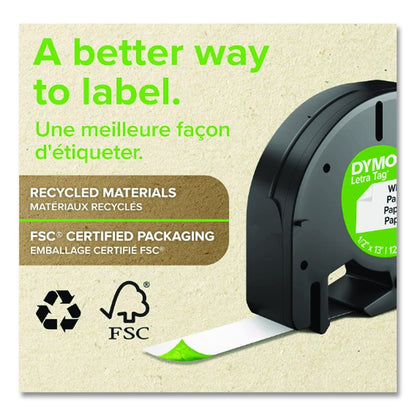 LetraTag Paper Label Tape Cassettes, 0.5" x 13 ft, White, 2/Pack