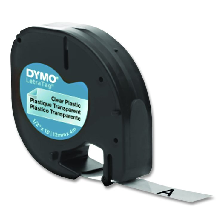 LetraTag Plastic Label Tape Cassette, 0.5" x 13 ft, Clear