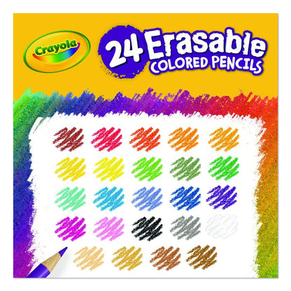 Erasable Color Pencil Set, 3.3 mm, 2B, Assorted Lead and Barrel Colors, 24/Pack
