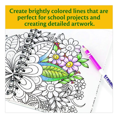 Erasable Color Pencil Set, 3.3 mm, 2B, Assorted Lead and Barrel Colors, 24/Pack