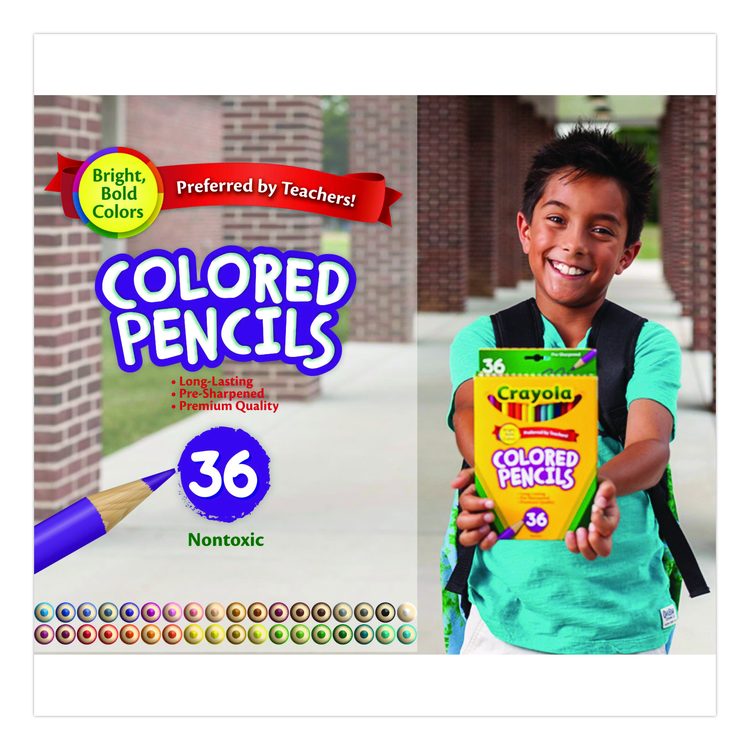 Short-Length Colored Pencil Set, 3.3 mm, 2B, Assorted Lead and Barrel Colors, 36/Pack