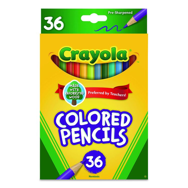Short-Length Colored Pencil Set, 3.3 mm, 2B, Assorted Lead and Barrel Colors, 36/Pack