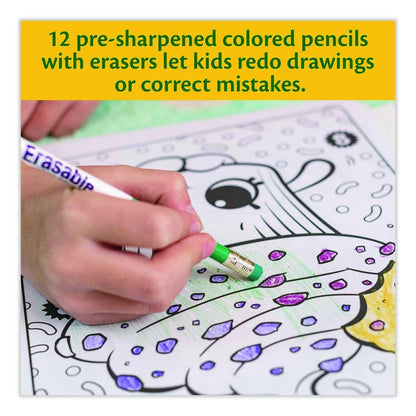 Erasable Color Pencil Set, 3.3 mm, 2B, Assorted Lead and Barrel Colors, Dozen