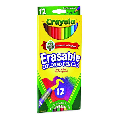 Erasable Color Pencil Set, 3.3 mm, 2B, Assorted Lead and Barrel Colors, Dozen