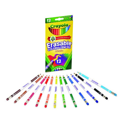 Erasable Color Pencil Set, 3.3 mm, 2B, Assorted Lead and Barrel Colors, Dozen