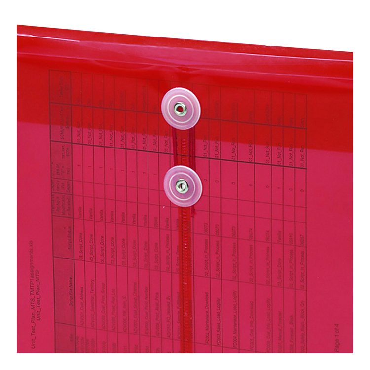 Poly String and Button Interoffice Envelopes, Open-End (Vertical), 9.75 x 11.63, Transparent Red, 5/Pack