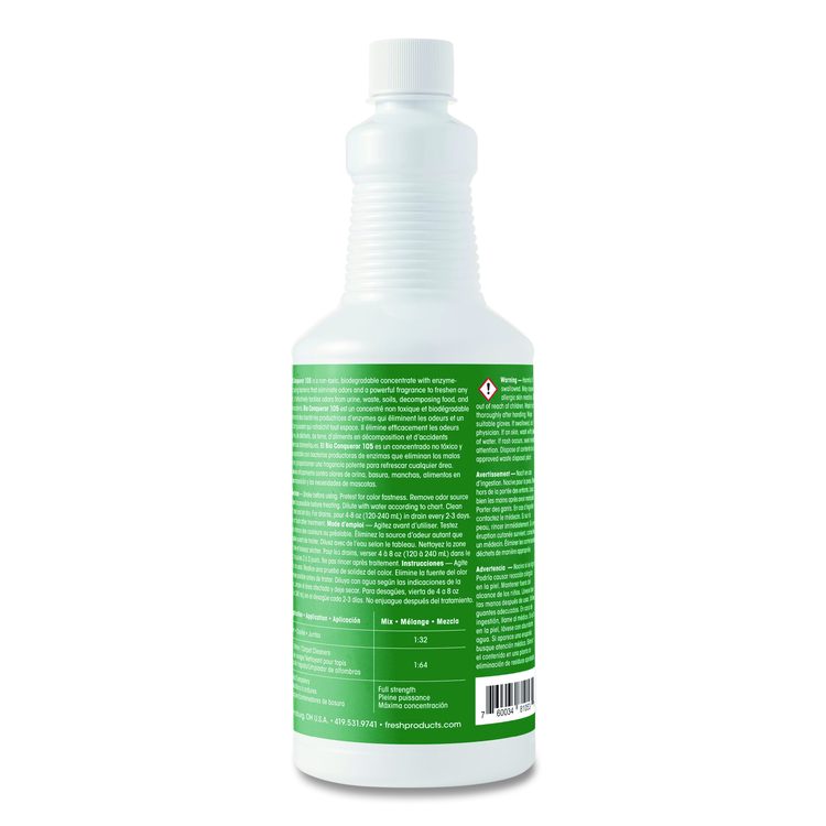 Bio Conqueror 105 Enzymatic Odor Counteractant Concentrate, Cucumber Melon, 1 qt Bottle, 12/Carton