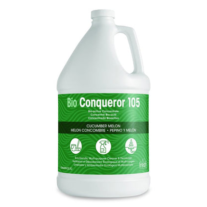 Bio Conqueror 105 Enzymatic Odor Counteractant Concentrate, Cucumber Melon, 1 gal Bottle, 4/Carton