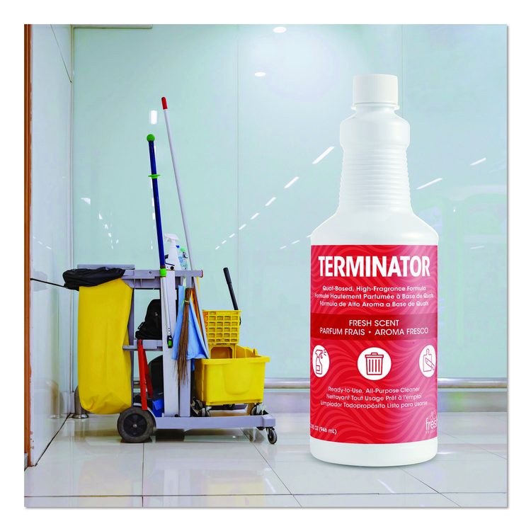 Terminator All-Purpose Cleaner/Deodorizer with (2) Trigger Sprayers, 32 oz Bottles, 12/Carton